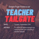 Donate Food to Our Teacher Tailgate | Tues, Sept 27th